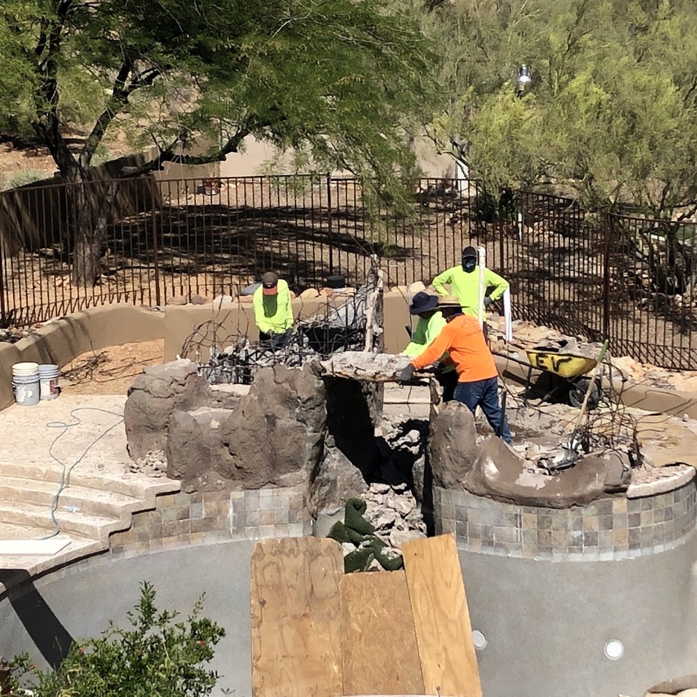 Rockworks - Almost done the demo - Landscaping Near Me - Phoenix, Arizona Rockworks - Almost done the demo - Landscaping Near Me - Phoenix, Arizona
