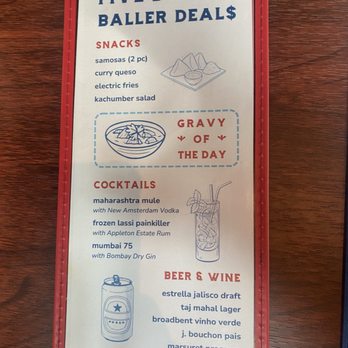 Electric Gravy Mumbai Bar & Canteen - Happy hour menu - Indian Near Me - Austin, Texas