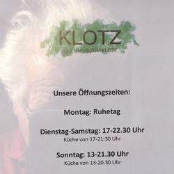 Gasthaus Zum Klotz - Öffnungszeiten