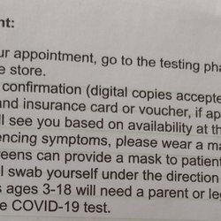 Walgreens - Instructions told me to go to the counter for testing. Wrong!
