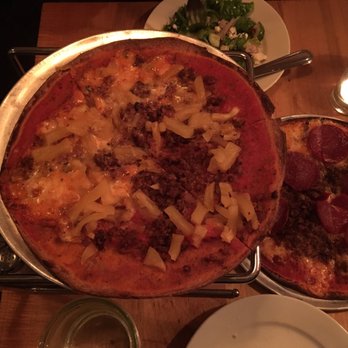 Brado NYC Thin Crust Pizza - Sweet Italian Sausage and Pineapple (left) - Pizza Near Me - Brooklyn, New York