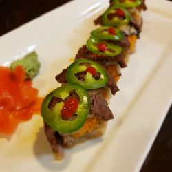 Hana Sushi & Hibachi - Hazleton roll, a surf and turf sushi roll you have to try.