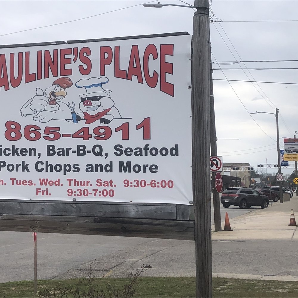 Pauline's Place - a sign for a restaurant - Barbeque Near Me - Saint Pauls, North Carolina