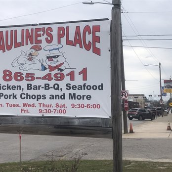Pauline's Place - a sign for a restaurant - Barbeque Near Me - Saint Pauls, North Carolina