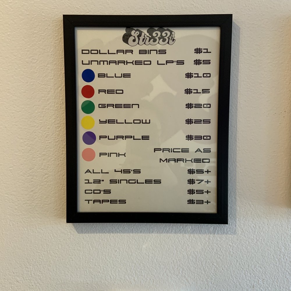 Str33t Records - Pricing chart - Vinyl Records Near Me - Alhambra, California