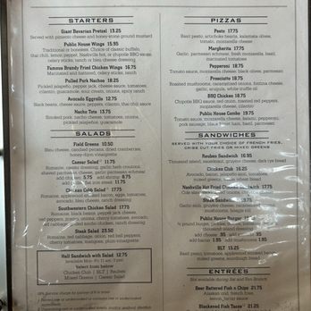 Public House Downtown - Menu - New American Near Me - Sacramento, California