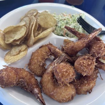 Sugar Shack Seafood - coconut shrimp, coleslaw and homemade chips. - Seafood Near Me - Nags Head, North Carolina Sugar Shack Seafood - coconut shrimp, coleslaw and homemade chips. - Seafood Near Me - Nags Head, North Carolina