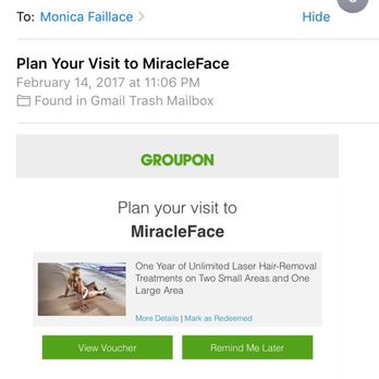MiracleFace MedSpa - Since they decided to reply to my review claiming they have no record of me here is proof that I had a Groupon. Read my review 4 more info. - Medical Spas Near Me - New York, New York