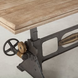Domaci - Closeup of the Bethlehem Steel Adjustable Dining Table.
