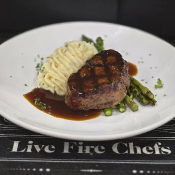 Live Fire Chefs - Filet Mignon served with Boursing whipped potatoes & Grilled Asparagus. - Caterers Near Me - Ocala, Florida