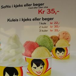 Parken Grill & Cafébar - Ice cream prices. Soft serve or scoop of ice cream.