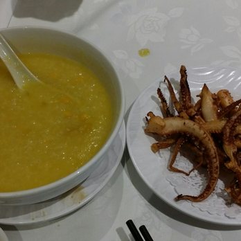 Fancy Chinese Cuisine - Corn and pumpkin congee, Deep fried squid tentacles - Dim Sum Near Me - Markham, Ontario Fancy Chinese Cuisine - Corn and pumpkin congee, Deep fried squid tentacles - Dim Sum Near Me - Markham, Ontario