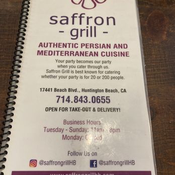 Saffron Grill - Menu - Middle Eastern Near Me - Huntington Beach, California Saffron Grill - Menu - Middle Eastern Near Me - Huntington Beach, California