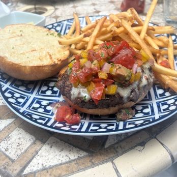It's About Thyme - Cajun Burger with fries - Mediterranean Near Me - Culpeper, Virginia