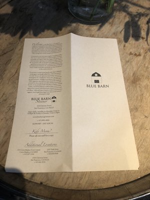 Menu photo 8 Blue Barn-Steiner San Francisco, CA