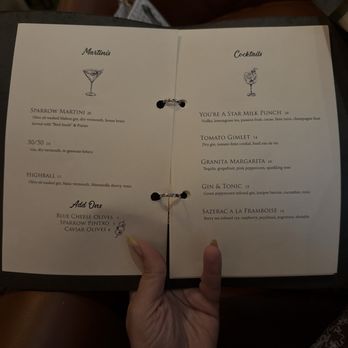 Sparrow Wine Bar - Cocktail menu - Wine Bars Near Me - Orlando, Florida