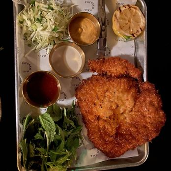 Checker Hall - Chicken Schnitzel - Mediterranean Near Me - Los Angeles, California
