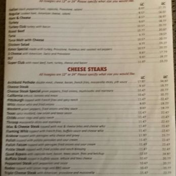 Steve & Irene's Hoagies - Menu, Feb, 2023. - Sandwiches Near Me - Mayfield, Pennsylvania