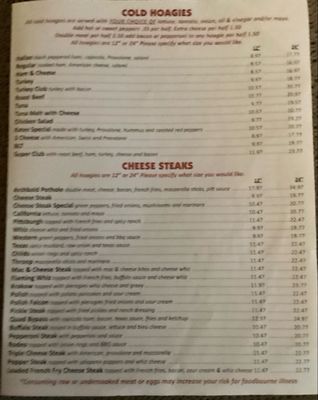Menu photo 1 Steve & Irene's Hoagies Mayfield, PA