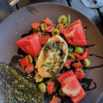 The Pines American Bistro - BUFFALO MOZZARELLA CAPRESE crimson tomatoes, castelvetrano olives, marinated roasted tomatoes, pomegranate molasses, basil pesto, sea salt - New American Near Me - Rehoboth Beach, Delaware The Pines American Bistro - BUFFALO MOZZARELLA CAPRESE crimson tomatoes, castelvetrano olives, marinated roasted tomatoes, pomegranate molasses, basil pesto, sea salt - New American Near Me - Rehoboth Beach, Delaware