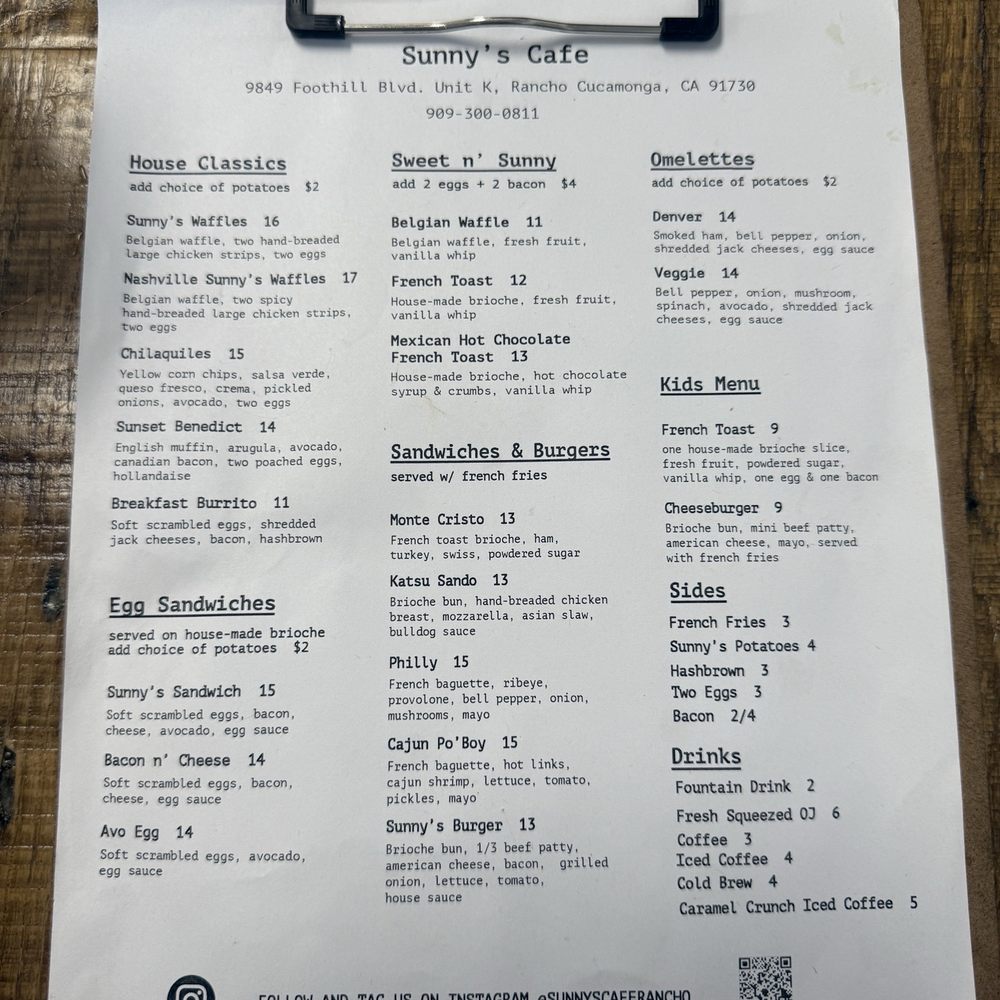 Sunny's Cafe - Menu - Breakfast & Brunch Near Me - Rancho Cucamonga, California Sunny's Cafe - Menu - Breakfast & Brunch Near Me - Rancho Cucamonga, California