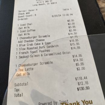 Starling Diner - charged the entire meal despite being forgotten and ignored. - New American Near Me - Long Beach, California