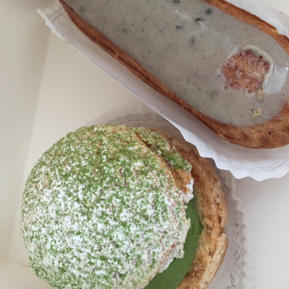 Matcha puff and sesame noir eclair. Must get the eclair!!! Matcha puff and sesame noir eclair. Must get the eclair!!!