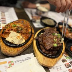 BCD Tofu House - L.A. Galbi Combo, Stir-Fried Pork Combo