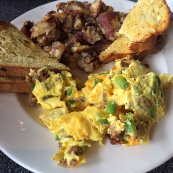 Toast - Vegetarian sausage scramble with cheese and green peppers, red skinned potatoes and jalapeño cheddar challah TOAST! - Breakfast & Brunch Near Me - Ferndale, Michigan Toast - Vegetarian sausage scramble with cheese and green peppers, red skinned potatoes and jalapeño cheddar challah TOAST! - Breakfast & Brunch Near Me - Ferndale, Michigan