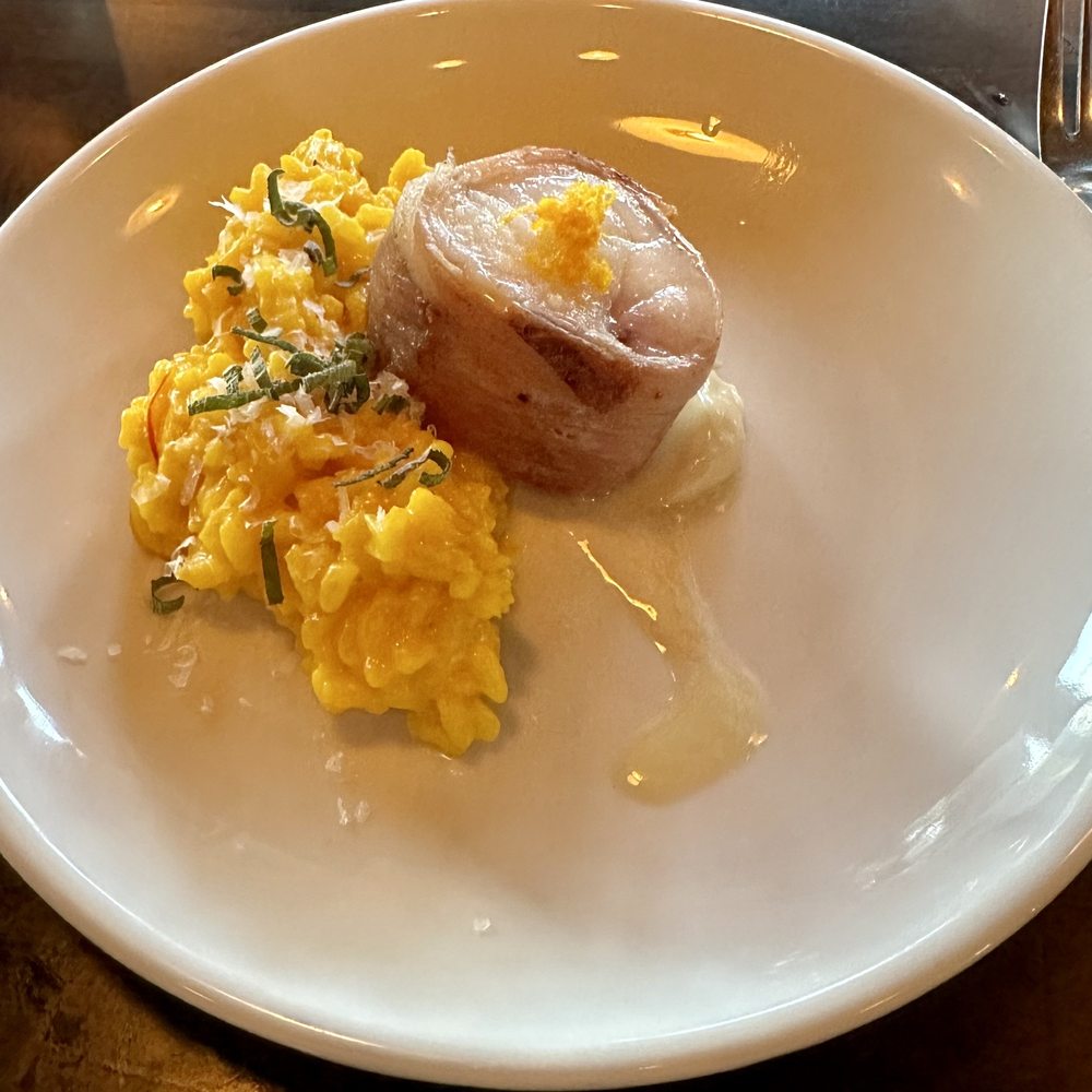 Cody's Restaurant - Monkfish with saffron risotto. YUM. - New American Near Me - New Braunfels, Texas
