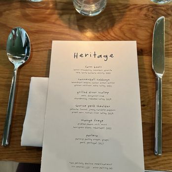Heritage - The seasonal menu - Modern European Near Me - Long Beach, California