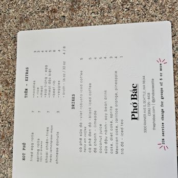 Pho Bac - Menu - Vietnamese Near Me - Seattle, Washington Pho Bac - Menu - Vietnamese Near Me - Seattle, Washington