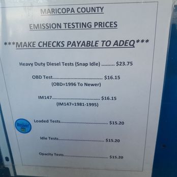 ADEQ Vehicle Emissions Testing Station - Price sheet - Smog Check Stations Near Me - Chandler, Arizona