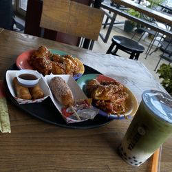 Zzaam! Fresh Korean Grill & Kokee Tea - Korean corn dog, spring rolls & wings