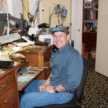 Sanders Jewelers - Rick Sanders sitting at his antique, tiger oak jewelers bench. - Jewelry Near Me - Gainesville, Florida Sanders Jewelers - Rick Sanders sitting at his antique, tiger oak jewelers bench. - Jewelry Near Me - Gainesville, Florida