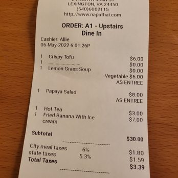 Napa Thai Cuisine - My tab - Thai Near Me - Lexington, Virginia Napa Thai Cuisine - My tab - Thai Near Me - Lexington, Virginia