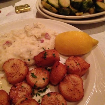 Blue Point Grill - Scallops, garlic smashed, side of brussel sprouts - Seafood Near Me - Princeton, New Jersey