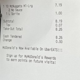 1 extra value meal is now -- $8.26  Wow! Recall these being less than $2.79 each!  Ridiculous- prices!