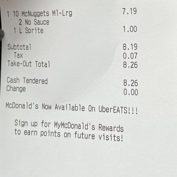 McDonald's - 1 extra value meal is now -- $8.26  Wow! Recall these being less than $2.79 each!  Ridiculous- prices! - Burgers Near Me - Xenia, Ohio