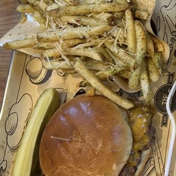 The Melt - Melt burger with bacon, garlic Parmesan fries. - Burgers Near Me - Davis, California The Melt - Melt burger with bacon, garlic Parmesan fries. - Burgers Near Me - Davis, California