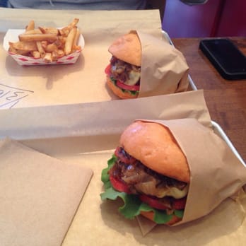 Calibur - Bg:third pounder with cheese and regular fries.  Forefront:1/4 with cheese. - Burgers Near Me - San Francisco, California