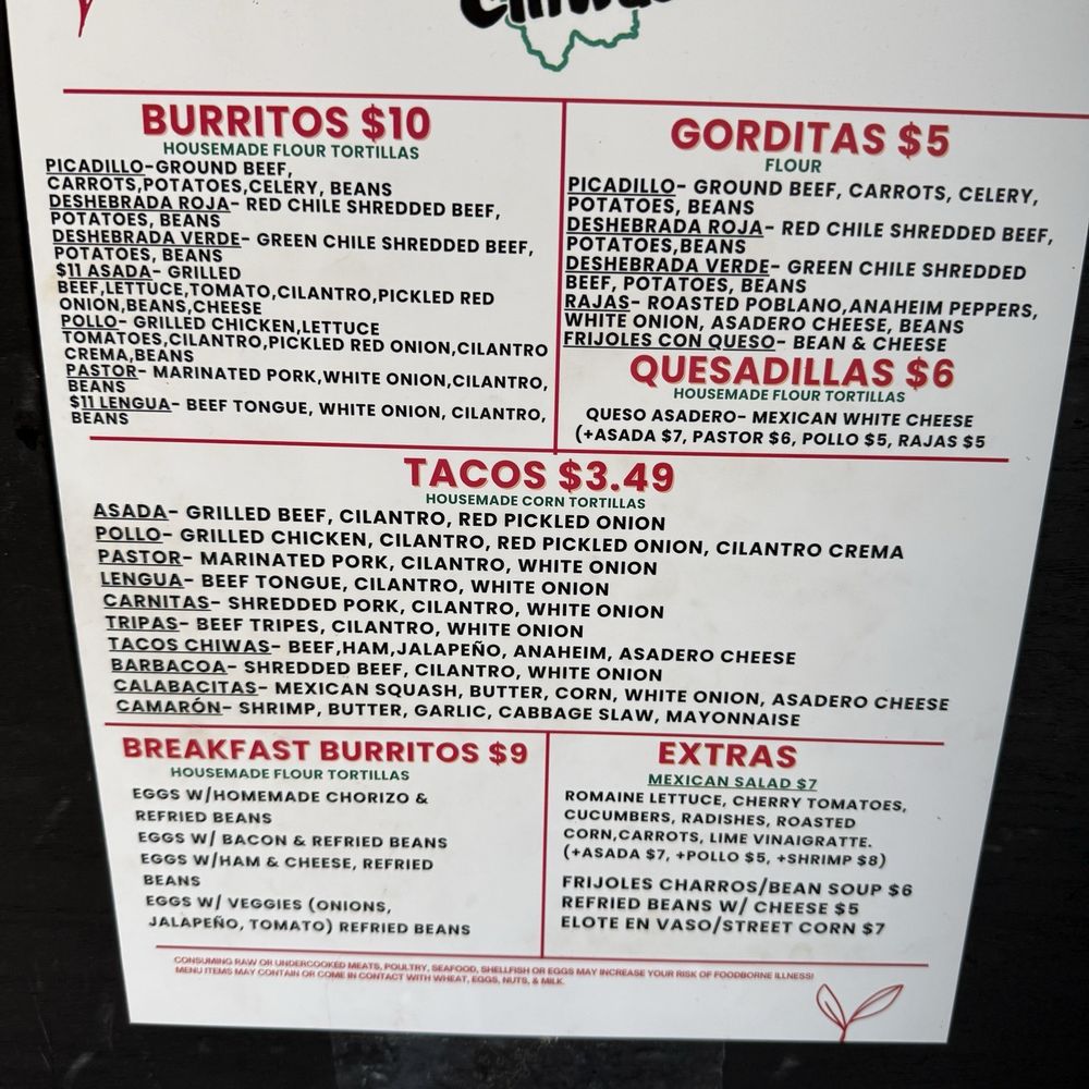 Tacos Chiwas - Menu - Tacos Near Me - Mesa, Arizona Tacos Chiwas - Menu - Tacos Near Me - Mesa, Arizona