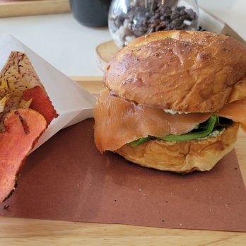 The Well Coffee - Smoked Salmon Sandwich with Veggie Chips - Coffee & Tea Near Me - Flushing, New York The Well Coffee - Smoked Salmon Sandwich with Veggie Chips - Coffee & Tea Near Me - Flushing, New York