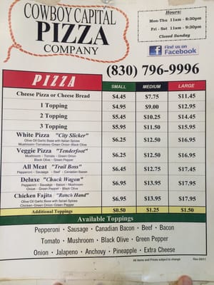 Menu photo 4 Cowboy Capital Pizza Bandera, TX Menu photo 4 Cowboy Capital Pizza Bandera, TX