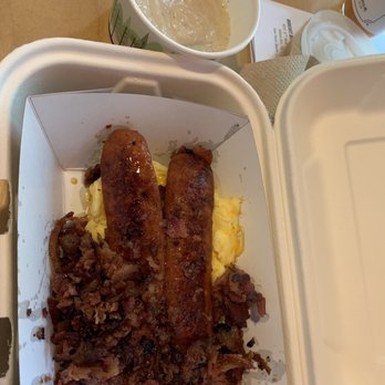 Biscuit Bitch - Eggs, cheese, Louisiana link, bacon, shiitake gravy - Breakfast & Brunch Near Me - Seattle, Washington