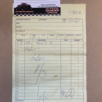 Orozcos Tires - Receipt - Tires Near Me - Berkeley, California Orozcos Tires - Receipt - Tires Near Me - Berkeley, California