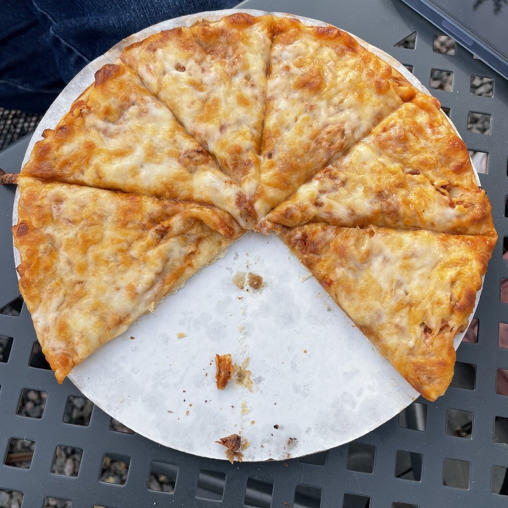 Red Rocks Beer Garden - What's left of the 9" cheese pizza - Beer Gardens Near Me - Morrison, Colorado Red Rocks Beer Garden - What's left of the 9" cheese pizza - Beer Gardens Near Me - Morrison, Colorado