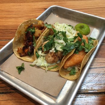 Bartaco Chastain Park - L:R: Chicken pastor, rock shrimp, and Baja fish. Each were delicious and I'd recommend any of them. - Mexican Near Me - Atlanta, Georgia