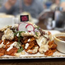Madres Brunch - Madres chilliquilles with the juiciest Birria ever!