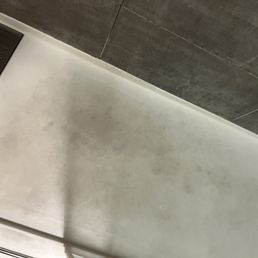 This was just gross. It can be cleaned with work and correct product, not just a spray of bleach.